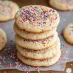 Easy 3 Ingredient Sugar Cookie Recipe (So Easy, So Buttery!) 7 3 Ingredient Sugar Cookie Recipe on a white plate with sprinkles