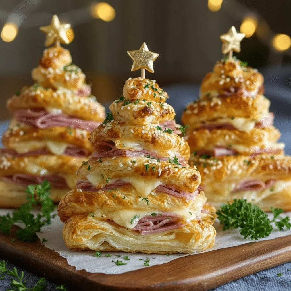 Home page 24 HAM & CHEESE PUFF PASTRY CHRISTMAS TREES